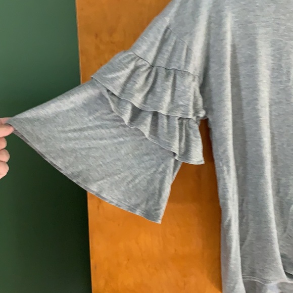 Gray Ruffle-Sleeved Top - Picture 2 of 4
